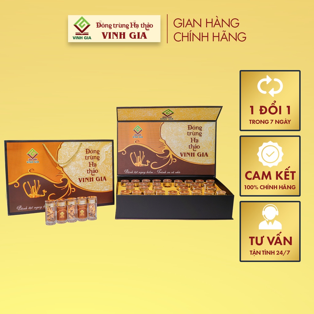 Đông Trùng Hạ Thảo Vinh Gia Nguyên Con Khô Giúp Nâng Cao Sức Đề Kháng Dành Cho Mọi Lứa Tuổi – Hộp 30 Lọ