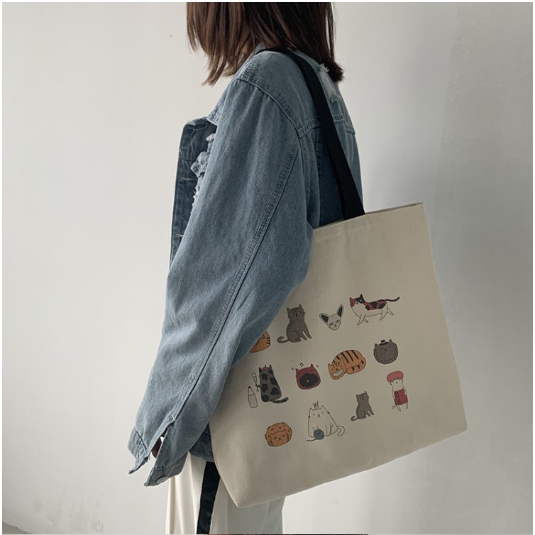 Túi xách canvas cỡ lớn phong cách Nhật Bản thời trang thu đông