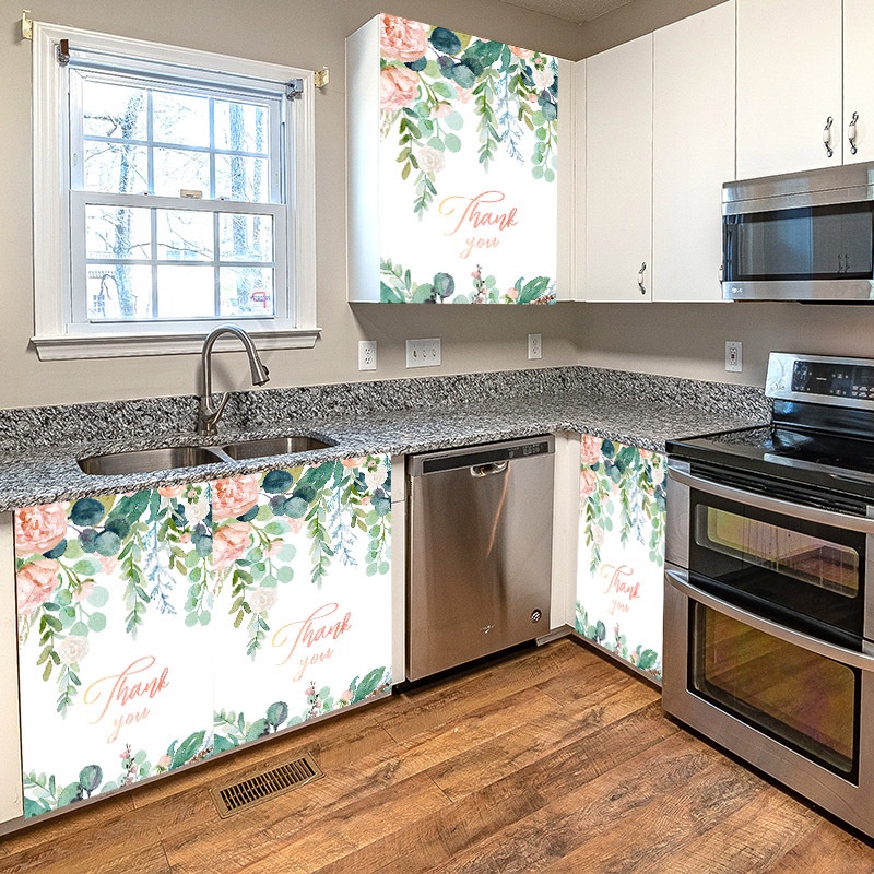 Rèm vải dày chống bụi chống thấm nước cho cửa tủ nhà bếp，Tủ rèm Velcro Rèm chìm Không cần đục lỗ Chống bụi tự dính Nhà bếp Cửa sổ Màn che Rèm chân tường，Tủ bếp trượt giá rẻ Rèm che tủ bếp