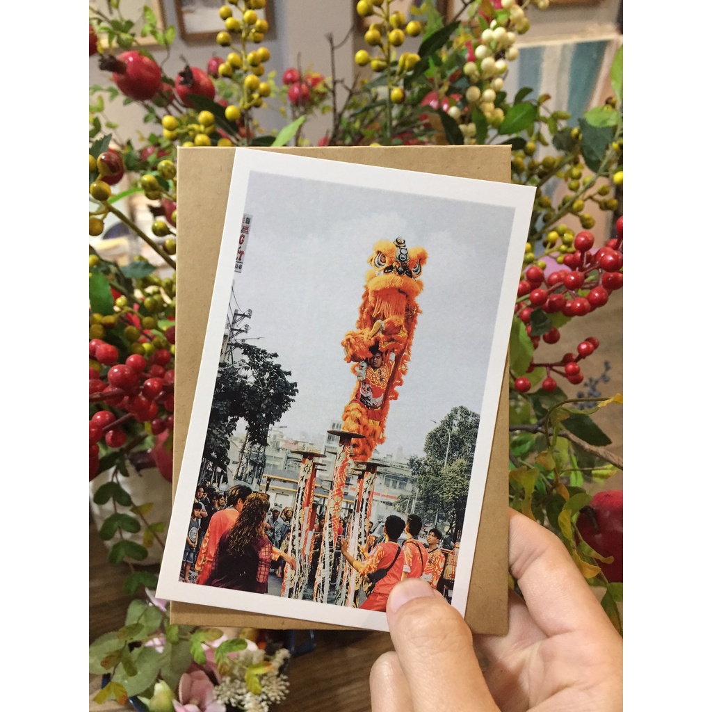 Postcard, Thiệp chúc mừng năm mới , quà tặng lưu niệm, Kích thước 10x15, Tặng kèm bì thư giấy Kraft
