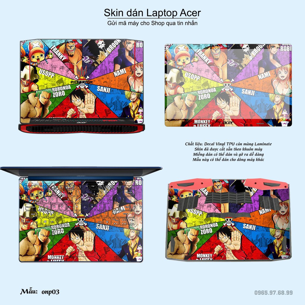 Skin dán Laptop Acer in hình One Piece (inbox mã máy cho Shop)