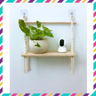 [HÀNG CHUẨN] Kệ treo tường gỗ tự nhiên Macrame handmade by Arata AMSSWS4515_05