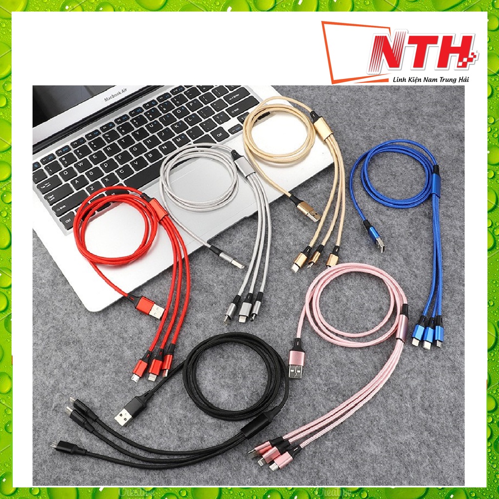 Cáp sạc nhanh điện thoại 3 in 1 đa năng Lightning - Micro - Type C-DS7