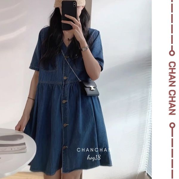 Váy Jean Dáng Ngắn Chữ A Phong Cách Ulzzang, Váy Yếm Bò Demin