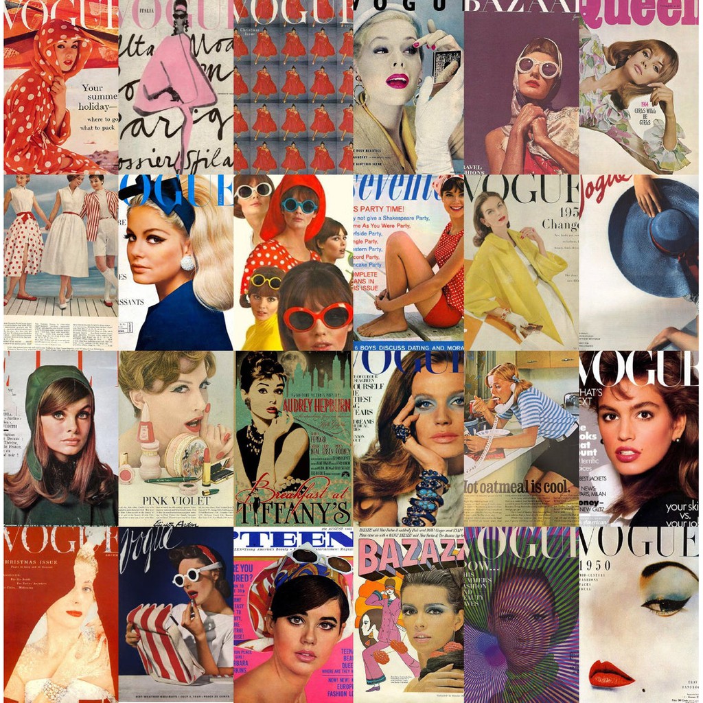 20 tấm Wall Collage / Photo Wall cỡ A4/A5 dán tường trang trí bìa tạp chí VOGUE