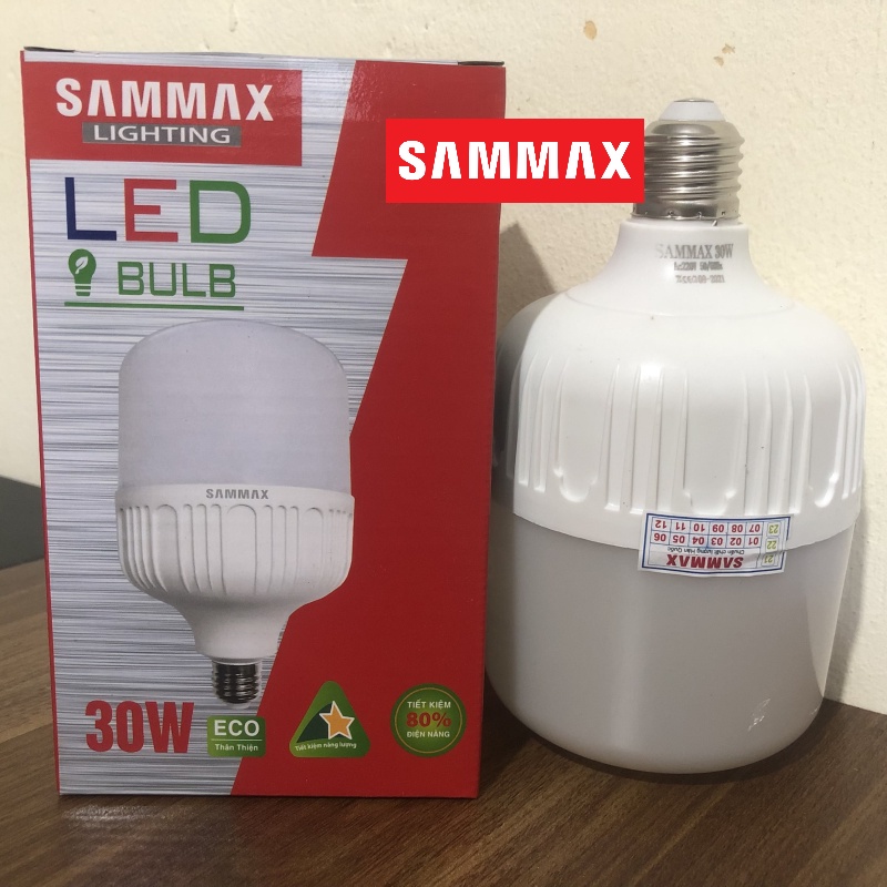 Bóng đèn led trụ tròn Sammax công suất 6W, 12W, 15W, 20W, 30W, 40W, 65W không chói mắt, tiết kiệm 80% điện năng