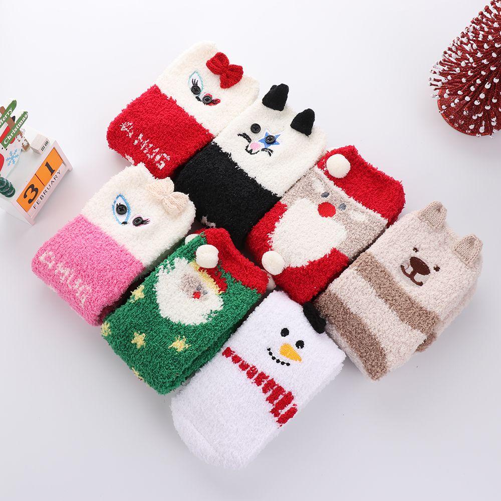 Vớ Nữ Ấm Áp Họa Tiết Giáng Sinh Dễ Thương Kèm Hộp Đựng
