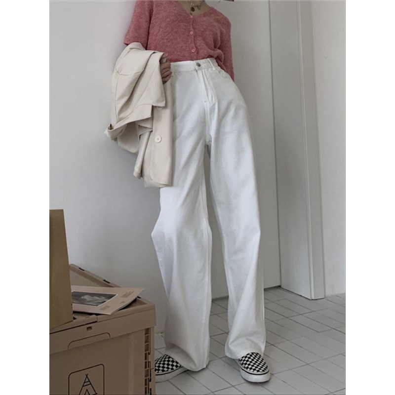 ORDER_Quần jeans trơn suông đứng hai màu đơn giản dễ phối đồ