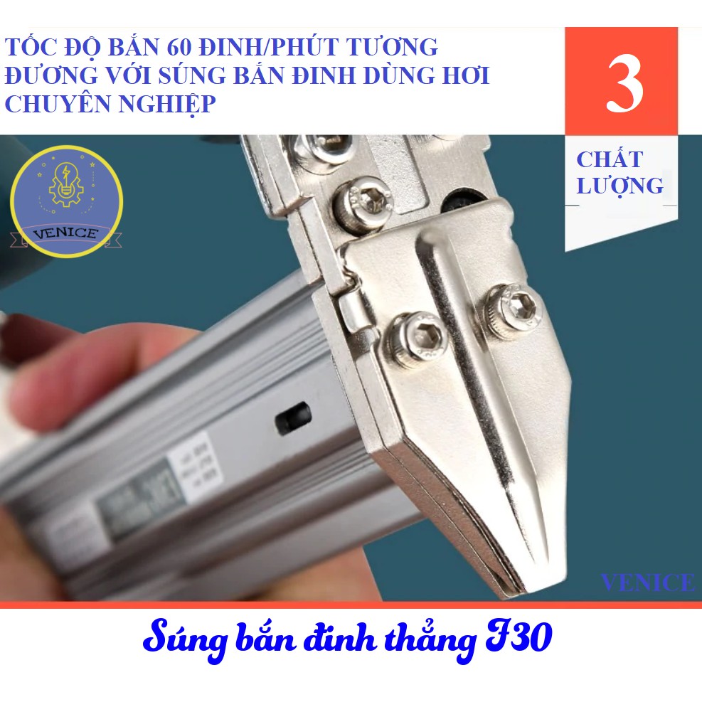 SÚNG BẮN ĐINH THẲNG F30 VENICE - DÙNG ĐIỆN 220V - SÚNG BẮN GỖ CÁC LOẠI - BẢO HÀNH 12 THÁNG