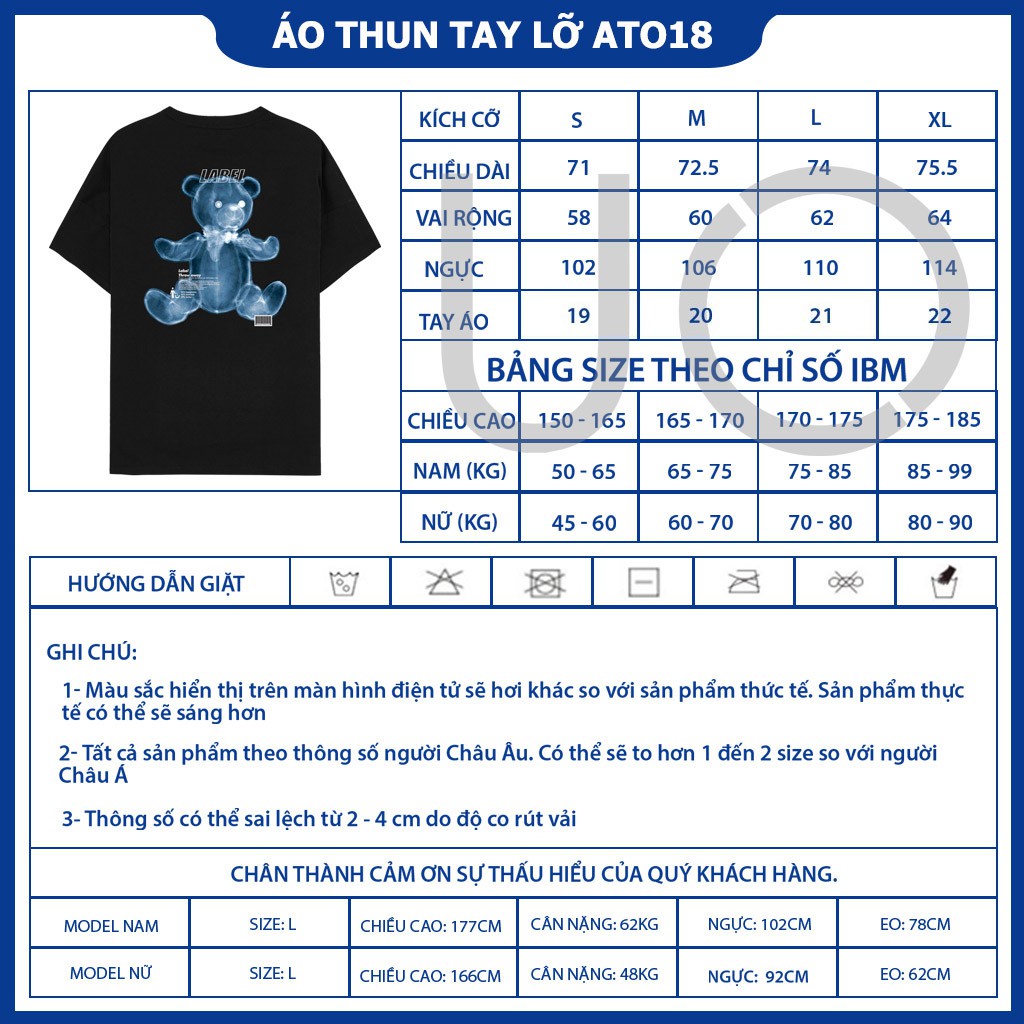 Áo Thun Tay Lỡ Nam Nữ Unisex Form Rộng URBAN OUTFITS In GẤU LABEL ATO18 100 Cotton | BigBuy360 - bigbuy360.vn