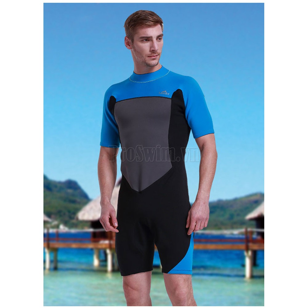 Bộ Bơi Liền Giữ Nhiệt (Wetsuit) Sbart Xanh Đen - Dài Tới Gối Dày 2mm