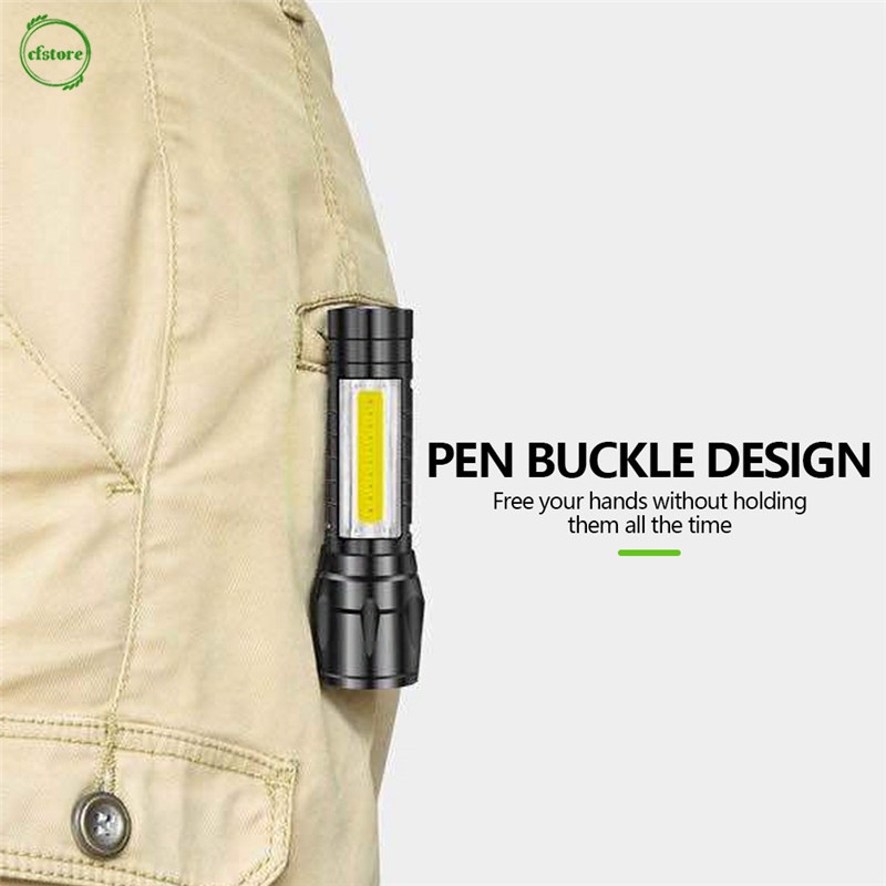 Đèn pin LED mini sạc USB 3 chế độ tiện dụng