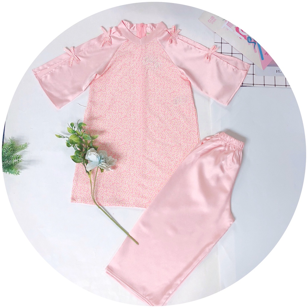 [SALE LẺ SIZE][Ảnh thật] ÁO DÀI HOA NHÍ HỌA TIẾT XẺ TAY CHO BÉ TỪ 5-8 TUỔI