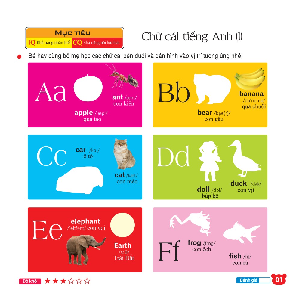 Sách - Bé làm quen với tiếng Anh (208 miếng dán hình thông minh - IQ-EQ-CQ)