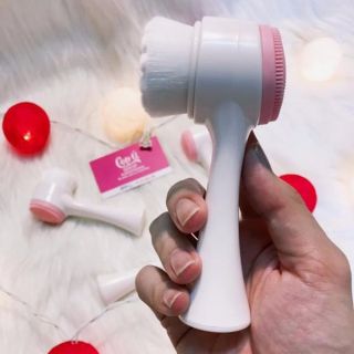 Cọ rửa massage mặt 2 đầu silicon