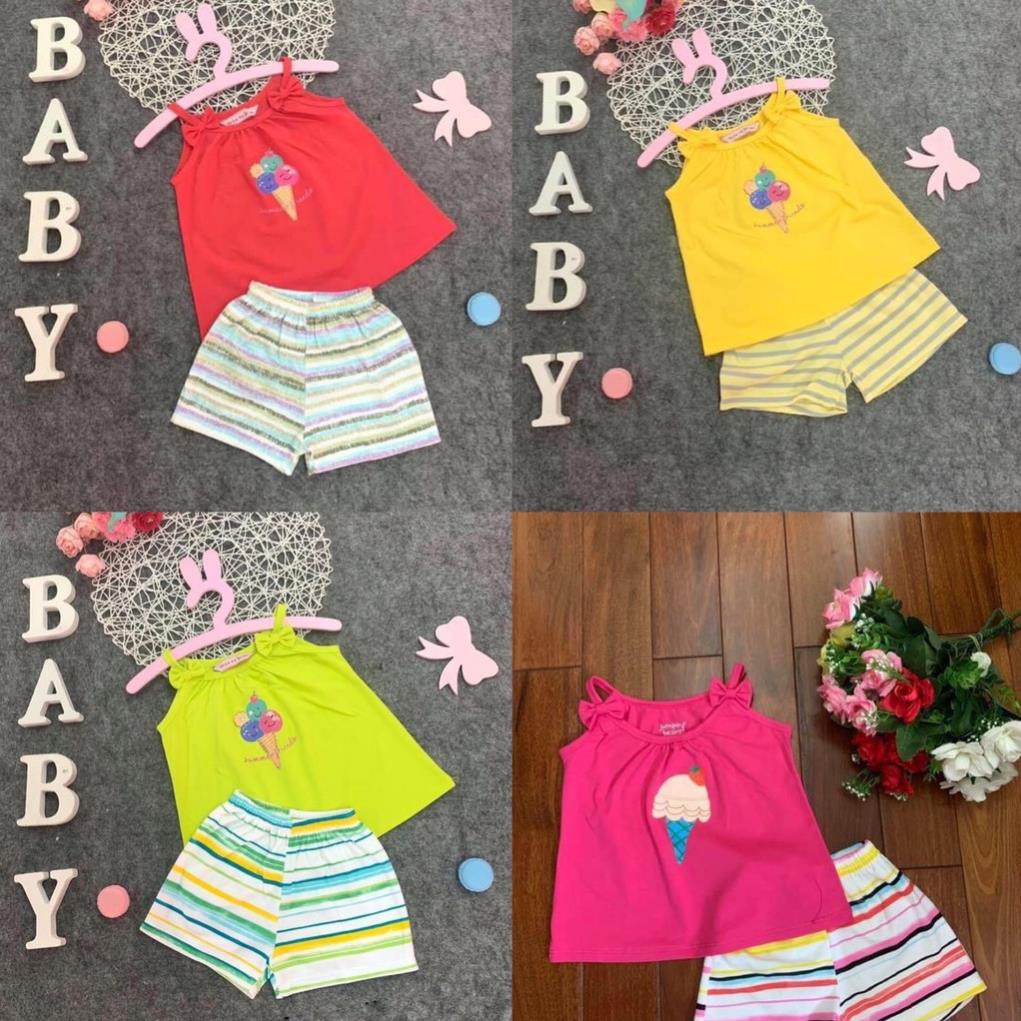 (10-27kg) ĐỎ/HỒNG SEN/XANH CHUỐI/VÀNG ĐỒ BỘ BÉ GÁI HAI DÂY