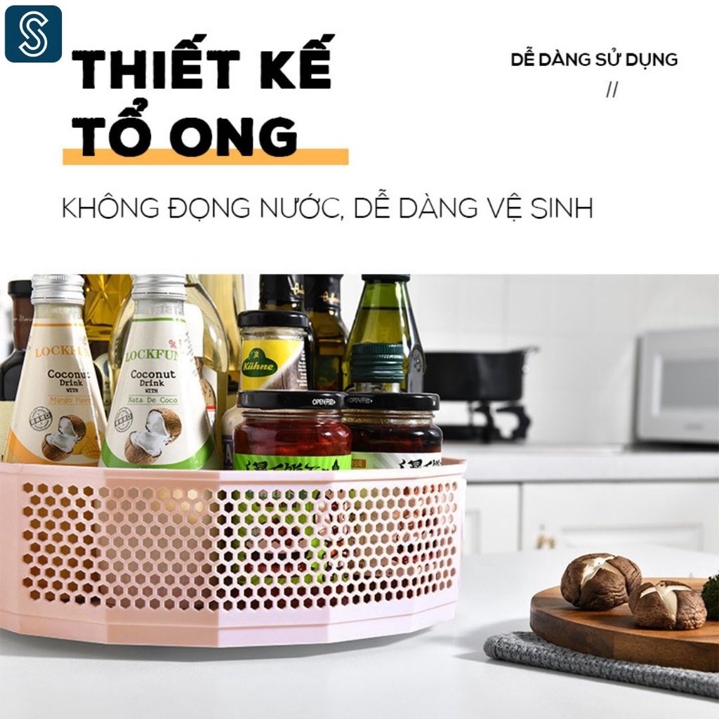 Đựng gia vị khay xoay 360 độ SETHOME đa năng khay đựng gia vị mỹ phẩm đồ trang điểm son giá để đồ nhà tắm phòng vệ sinh