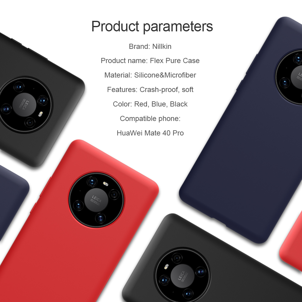 Ốp Điện Thoại NILLKIN Flex SIlicon Cho Huawei Mate 40 Pro Lót Bằng Sợi Vải Nhỏ