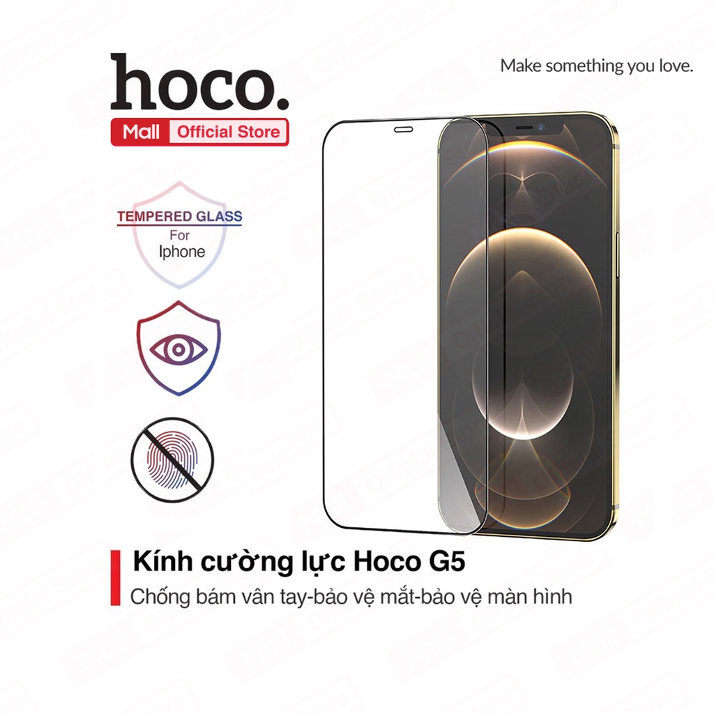 Kính cường lực Hoco G5 full màn hình trong suốt độ cứng 9H chống bám vân tay cho iPhone 12 Mini