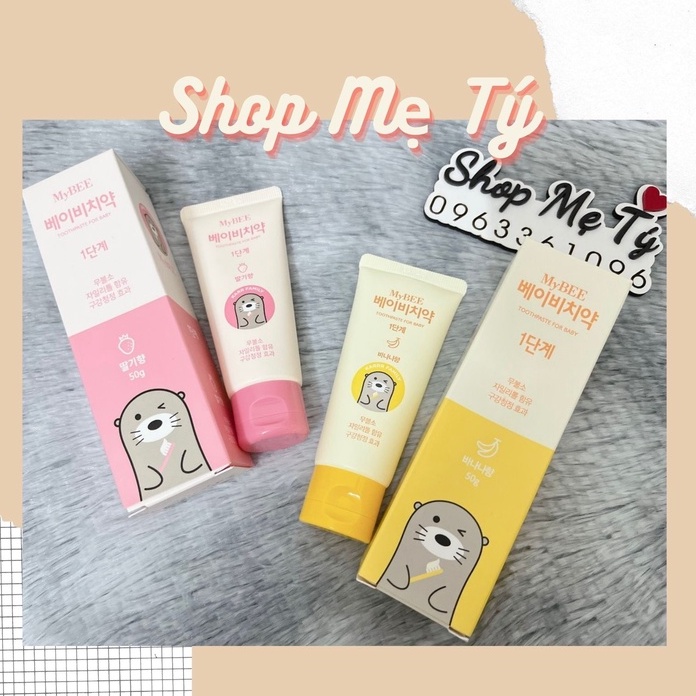 Kem đánh răng MyBEE Hàn Quốc cho bé 50g - Step 1 0-2 tuổi, Step 2 trên 2 tuổi