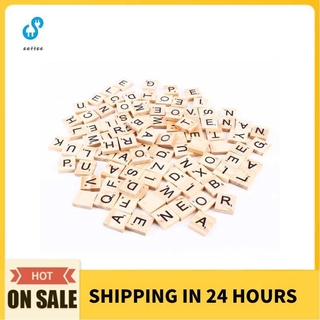 SCRABBLE Set 100 Miếng Gỗ In Chữ Cái Và Chữ Số