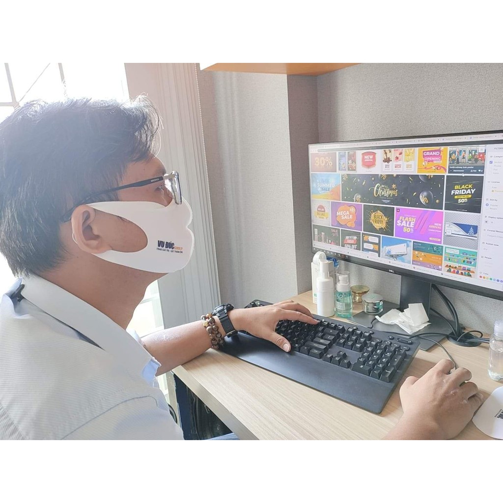 Combo 5 cái-Khẩu Trang Vải Su 2 Da-Chuyên sản Xuất và in mẫu theo ý khách hàng | BigBuy360 - bigbuy360.vn