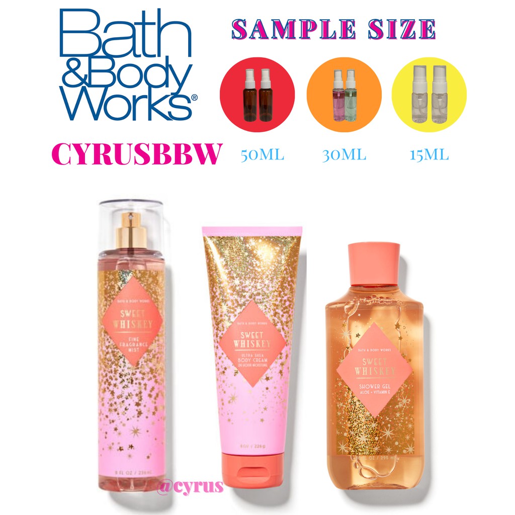 Bộ Sản Phẩm Mist Xịt Toàn Thân, Gel Tắm, Lotion Sweet Whiskey Bath and Body Works Từ Mỹ