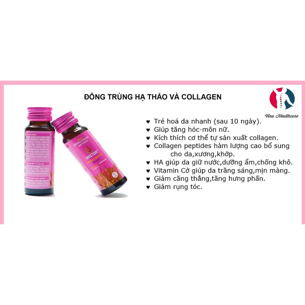 [Chính hãng] 10 chai nước Đông trùng hạ thảo Hector Collagen của công ty Lavite