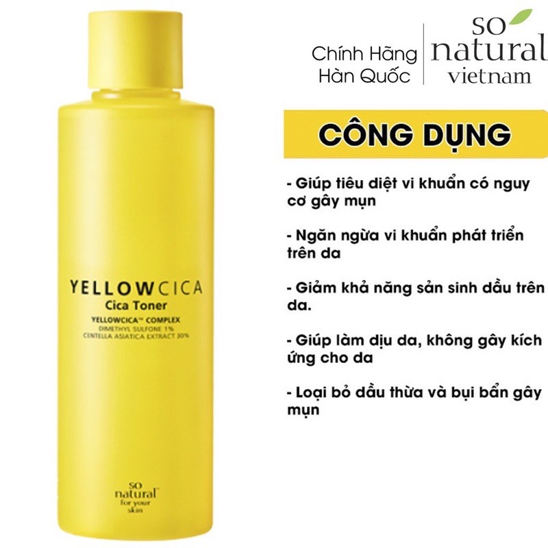 Yellow Cica Toner Trị Mụn 260ml  l Nhập Khẩu Chính Hãng Hàn Quốc