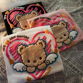 Áo thun ngắn tay in hình gấu bông đáng yêu chất liệu Cotton 100% T205