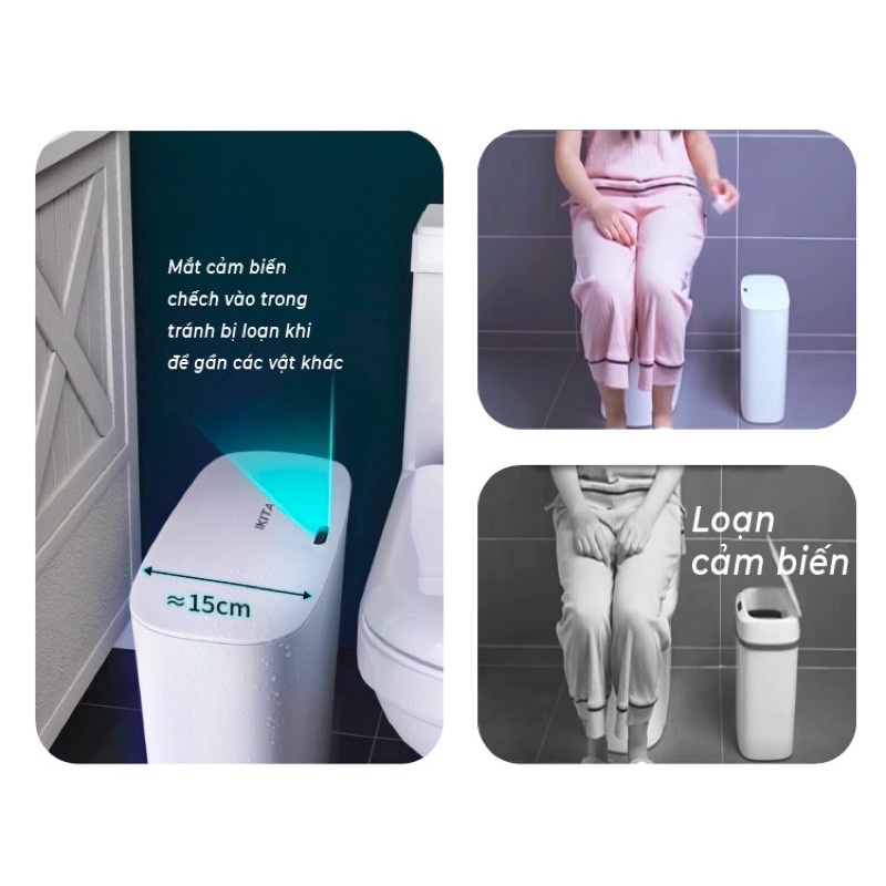 Thùng rác thông minh cảm ứng, cảm biến tự động đóng mở hình Oval cho phòng khách, bếp, ngủ, văn phòng - SIMPEE IKITA