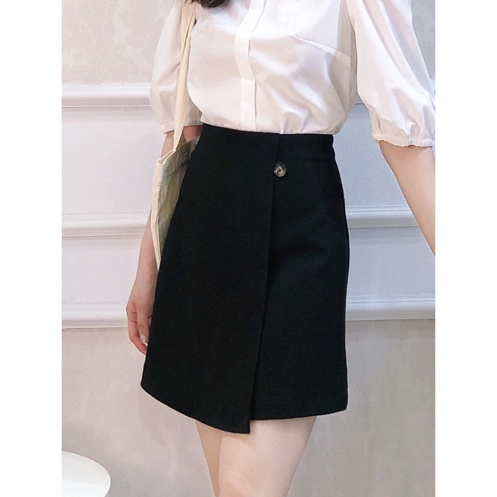 Chân váy chữ A ngắn cạp cao, chân váy vạt chéo có lót quần, Hàng thiết kế Hachidesigns | BigBuy360 - bigbuy360.vn