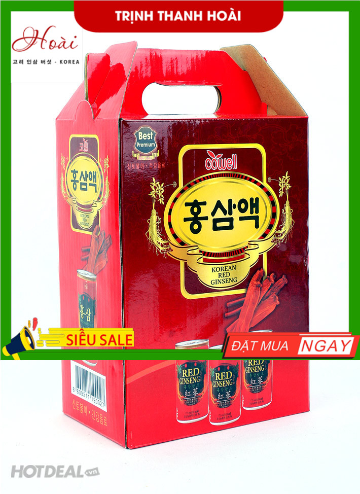 Nước Hồng Sâm Hàn Quốc Cowell Korean Red Ginseng Drink 12 lon x 175ml