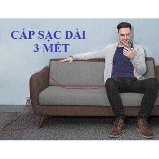 Dây cáp sạc Iphone và Samsung dài 3m