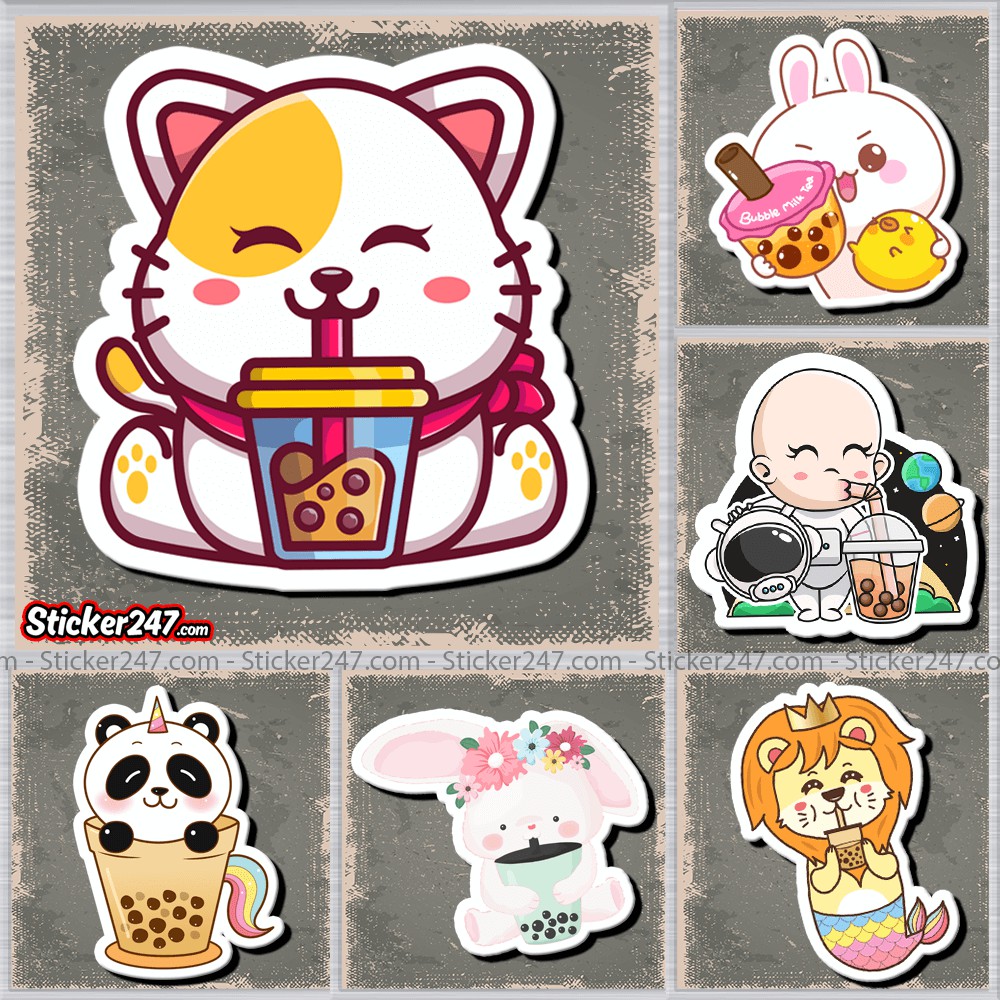 Bộ Sticker Cốc Trà Sữa Siêu Cute  [2] 𝑭𝒓𝒆𝒆𝒔𝒉𝒊𝒑 hình dán chống nước, dán laptop, điện thoại, mũ bảo hiểm, decor quán