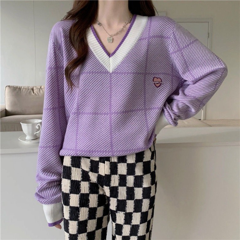 Áo Len Quảng Châu, Áo Len Nữ Cổ Tim Vải Dày Dặn Free Size Form Kiểu Dáng Hàn Quốc Sành Điệu | BigBuy360 - bigbuy360.vn