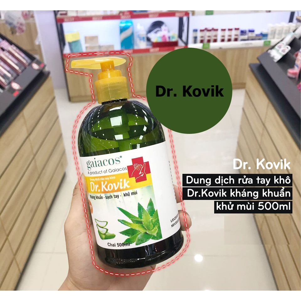 Dung dịch rửa tay khô Dr.Kovik kháng khuẩn sạch tay khử mùi 500ml