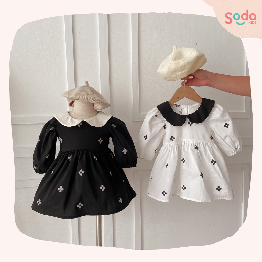 Váy bé gái jiso dress SODA KIDS thiết kế babydoll cổ vuông tiểu thư, dễ thương, phong cách Hàn Quốc
