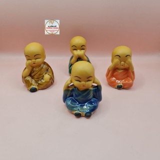 TƯỢNG TỨ KHÔNG [KHÔNG NGHE - KHÔNG NÓI - KHÔNG NHÌN - KHÔNG THẤY] - GỐM BÁT TRÀNG