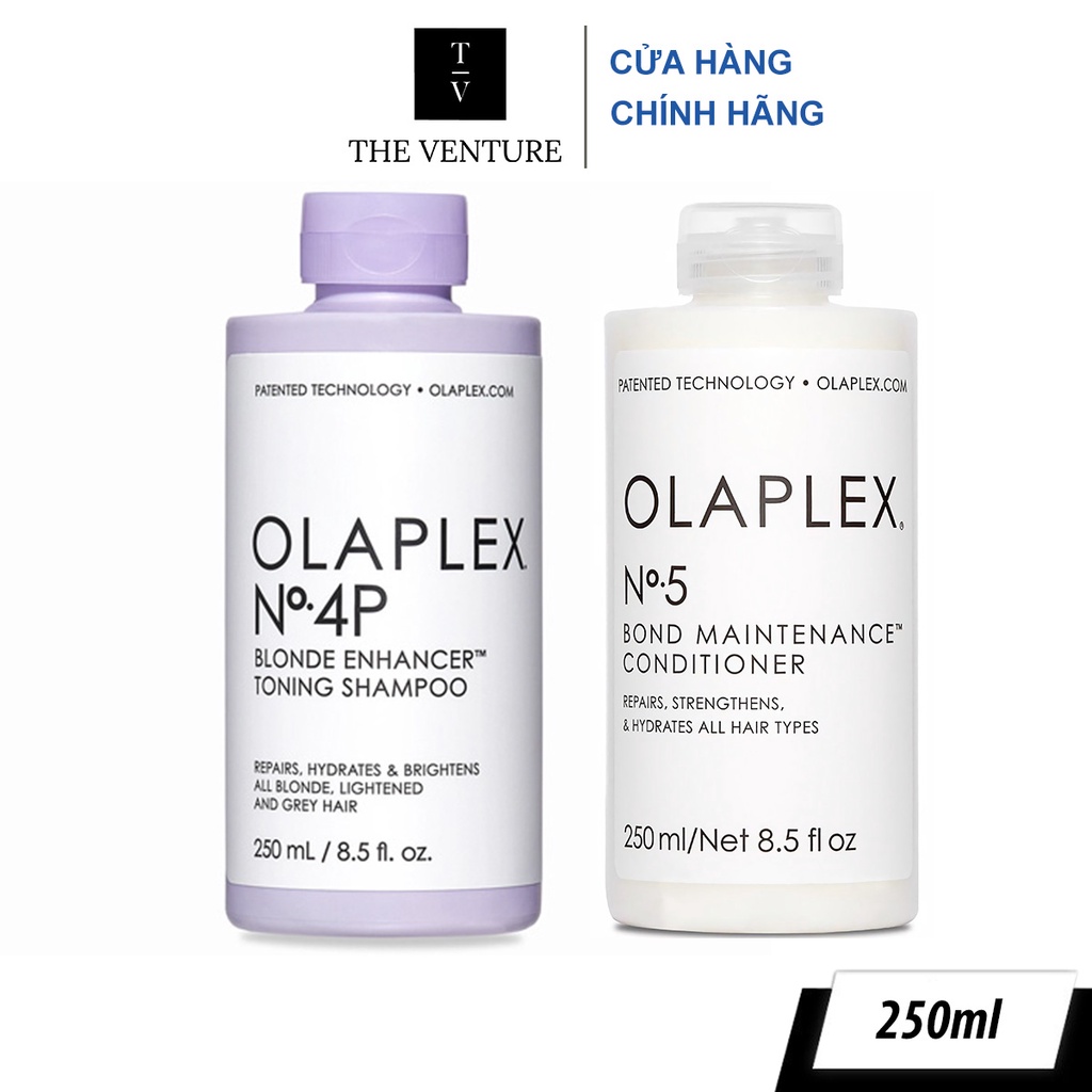 Bộ Dầu Gội & Dầu Xả Tím Khử Vàng Olaplex Blonde Enhancer Toning Shampoo No.4P & Olaplex No.5 Chính Hãng