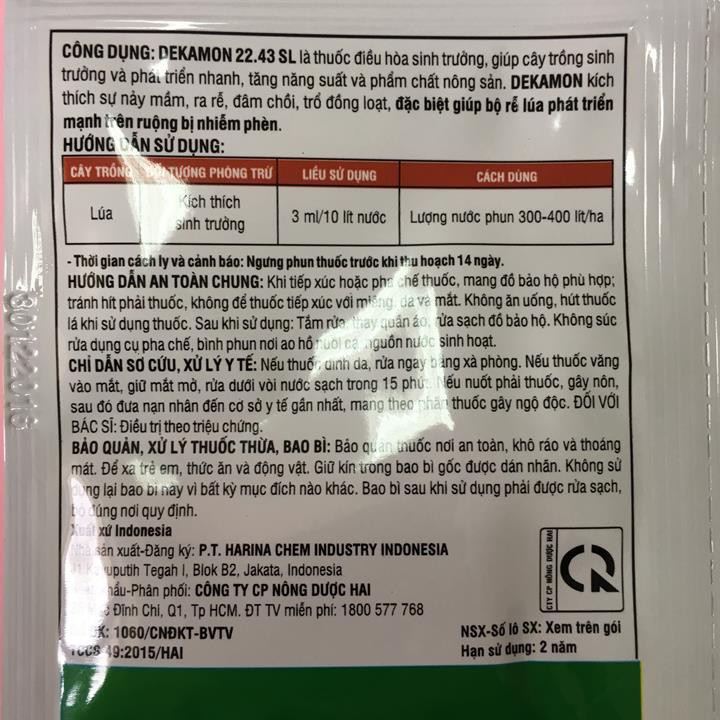 Bán buôn- Hộp 10 gói Thuốc kích thích sinh trưởng cây trồng Dekamon 22,43L gói 10ml hàng đẹp, nhập khẩu.