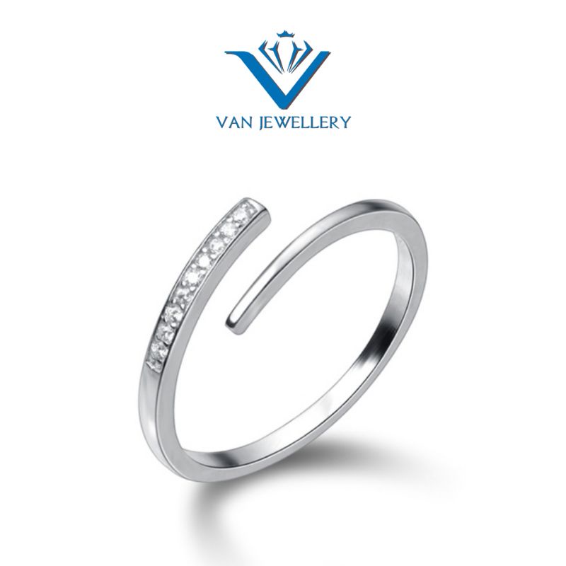 Nhẫn bạc nữ Nhẫn một hàng đá vòng Van Jewelry V10010 free size