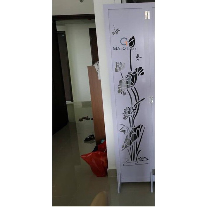 Vách ngăn bình phong họa tiết hình hoa sen toGTS306 bằng gỗ CNC cao cấp, mẫu mới chống cong vênh mối mọt/ Giá bán 1 tấm