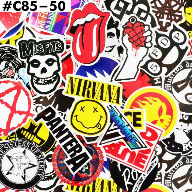 [ROCK] 50 Sticker chống nước/dán xe laptop mũ bảo hiểm vali...