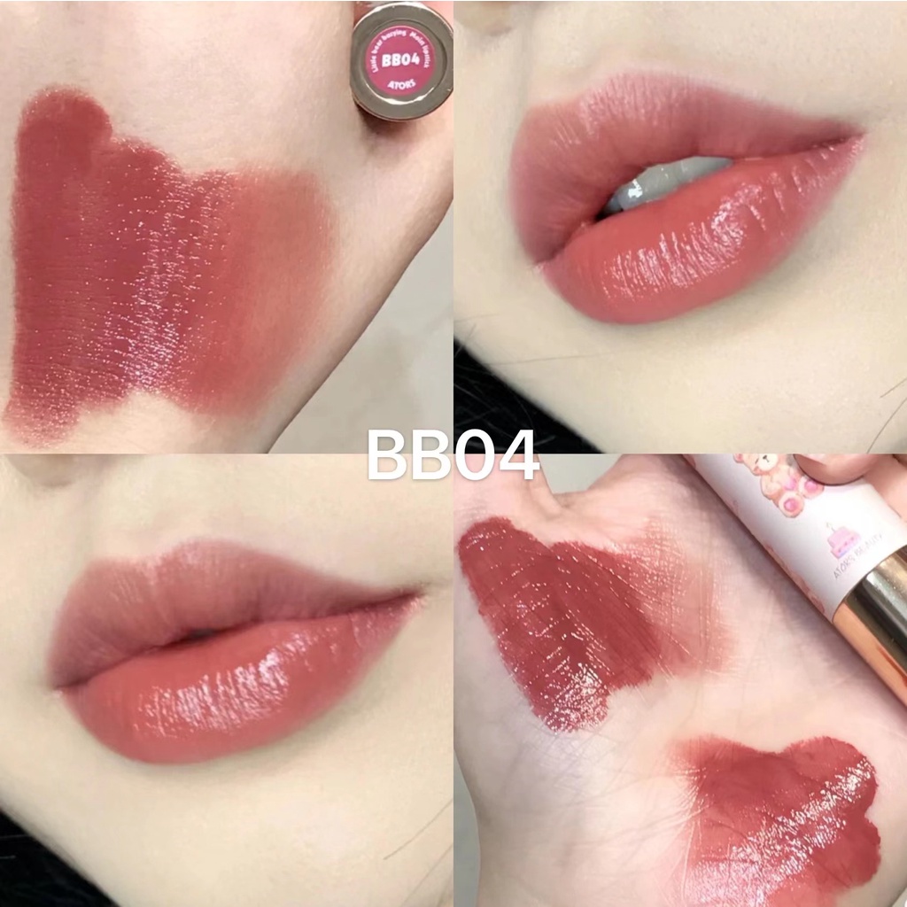 ATORS Little Bear son môi son dưỡng ẩm có màu trong suốt Không bếtng điểm  bóng tự nhiên son bóng lipstick dính Tra