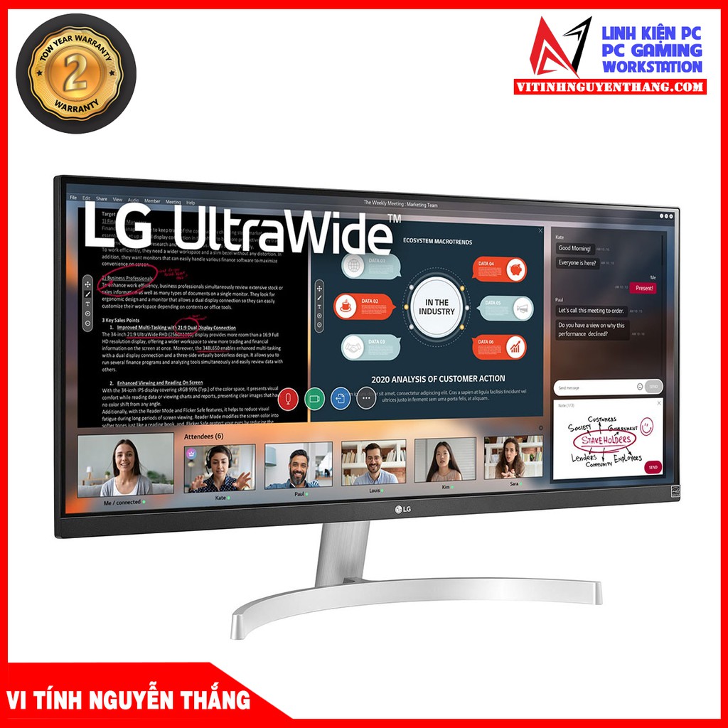 MÀN HÌNH LG 29WN600-W (29 INCH/WFHD/IPS/75HZ/5MS/250 NITS/HDMI+DP) NEW