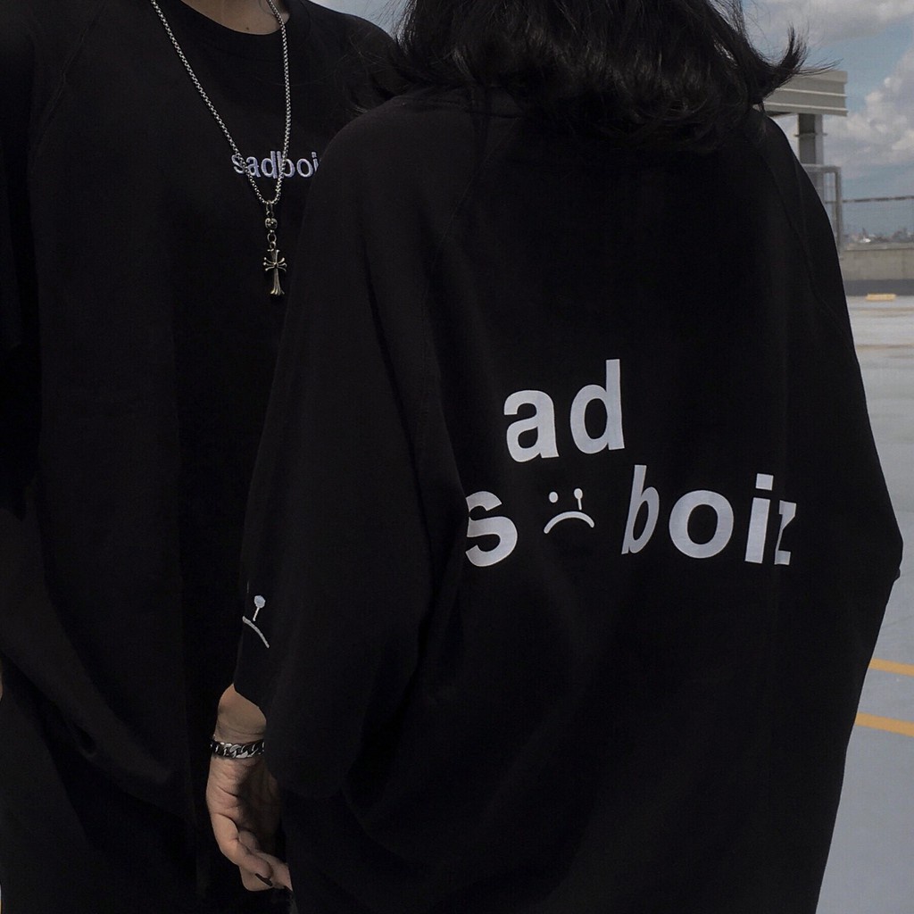 Áo thun BLACK SADBOIZ in 3D chất đẹp 2 mặt có logo tay