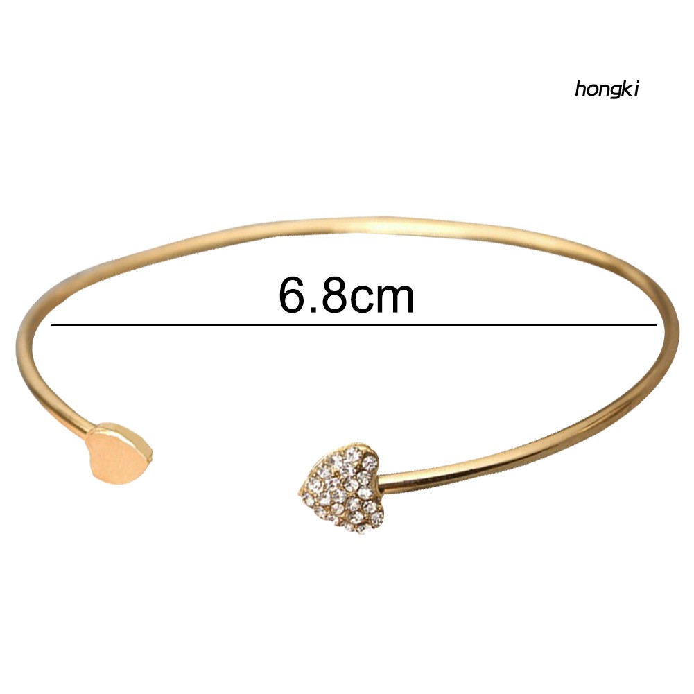 Vòng tay hở hình trái tim đính đá thời trang dành cho nữ