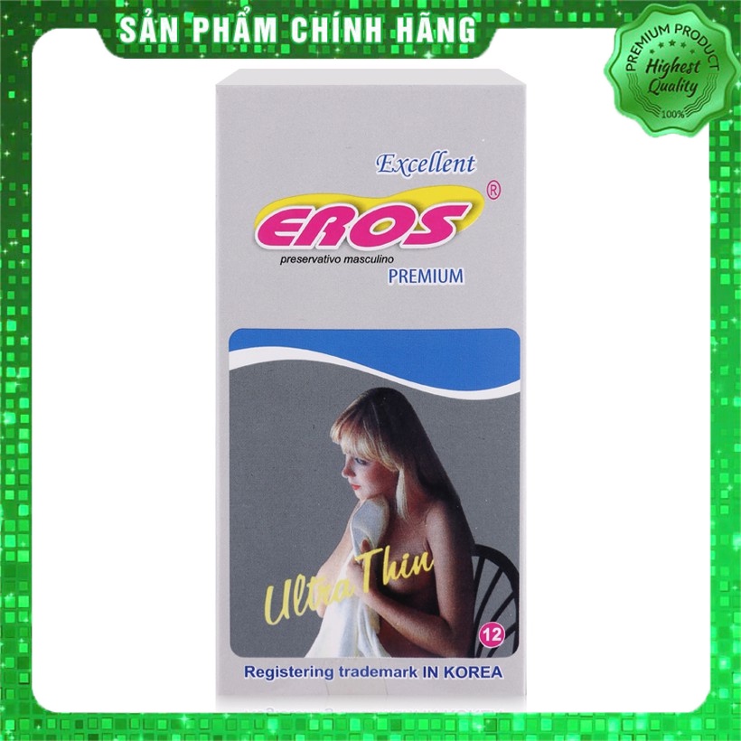 Bao Cao Su Siêu Mỏng Eros Ultra Thin - hộp 12 bao