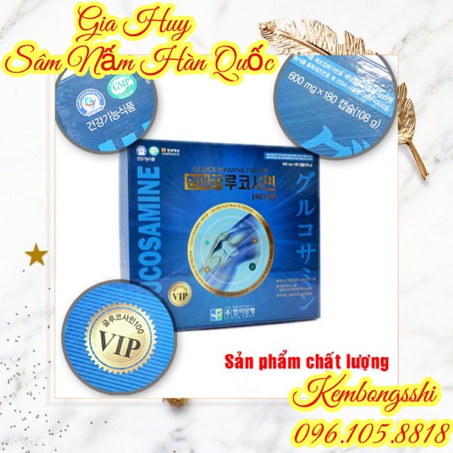 [HÀNG MỚI VỀ] Viên Uống Bổ Khớp Glucosamin 100 VIP Hàn Quốc, Hộp 180V